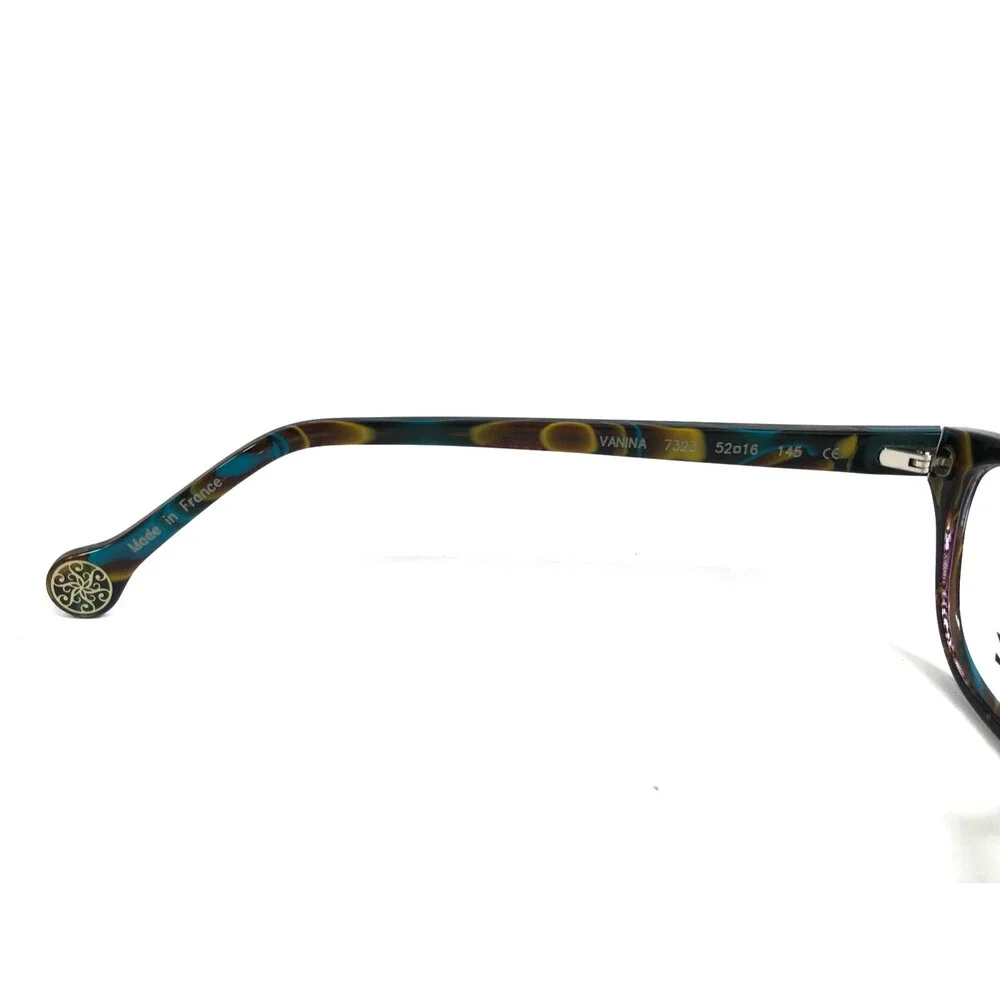 BOZ Eyeglasses Frames VANINA 7323 Brown Plaid Blue Yellow Marble 52-16-145